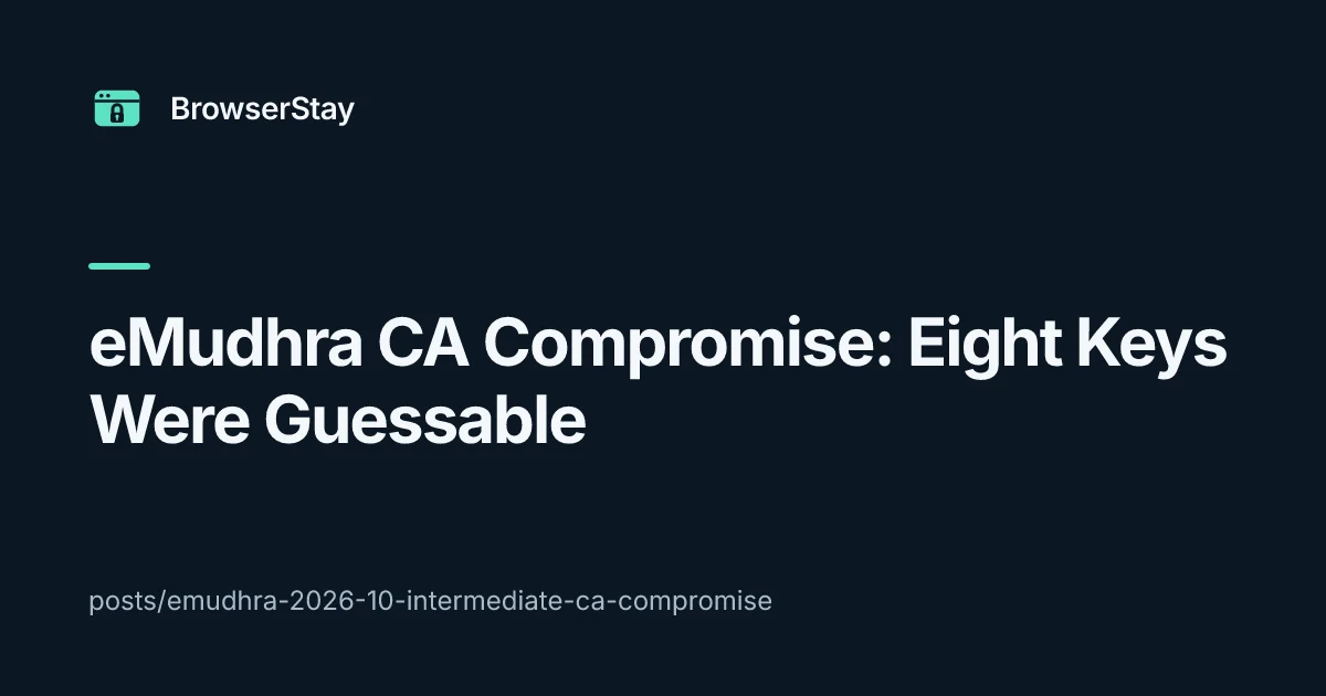 eMudhra CA Compromise: Eight Keys Were Guessable — BrowserStay blog